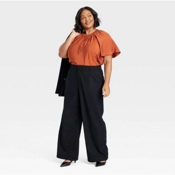 Ava & Viv Black Wide Leg Stretch Pants Plus Size 26 - Picture 1 of 7
